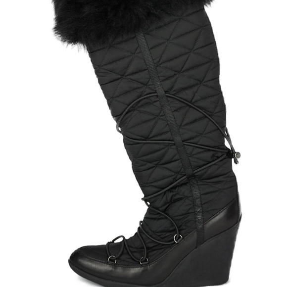 Prada Nylon Fur Winter Boots Size 7 - Picture 1 of 10